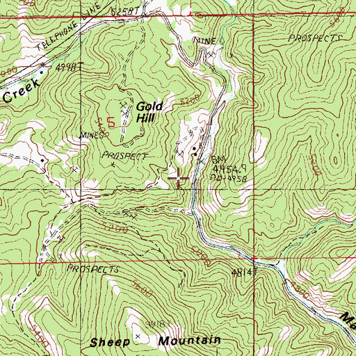 Topographic Map of Spotted Horse Mine, MT