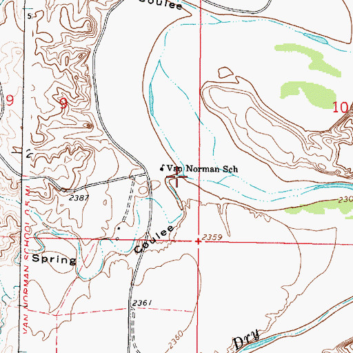 Topographic Map of Spring Coulee, MT