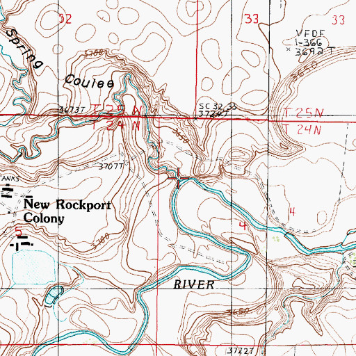 Topographic Map of Spring Coulee, MT