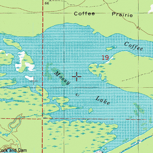 Topographic Map of Mossy Lake, AR