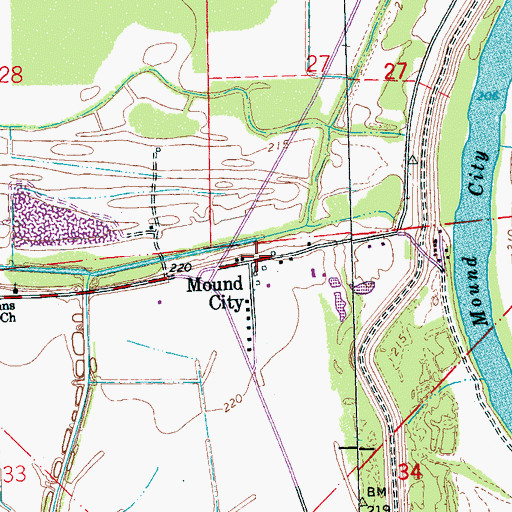 Topographic Map of Mound City, AR