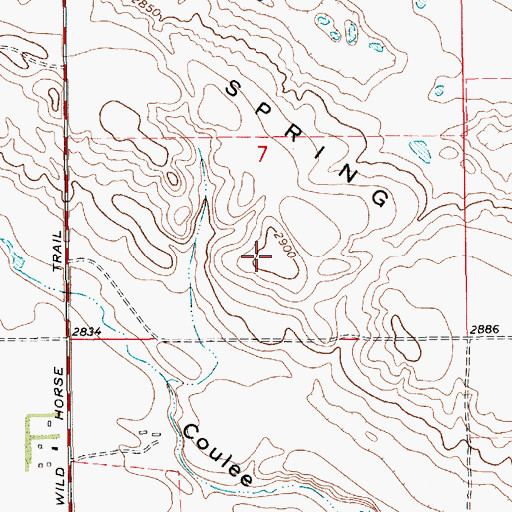 Topographic Map of Spring Coulee Ridge, MT