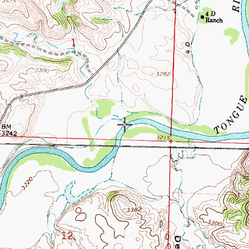 Topographic Map of Spring Creek, MT