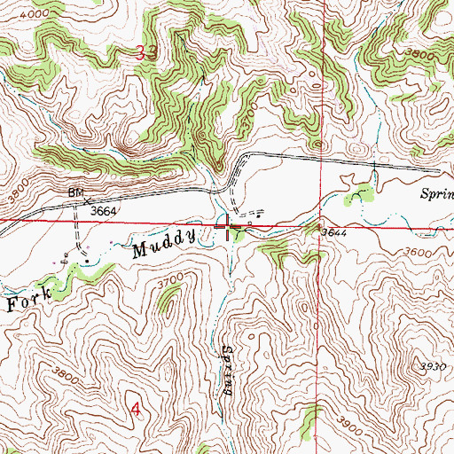 Topographic Map of Spring Creek, MT