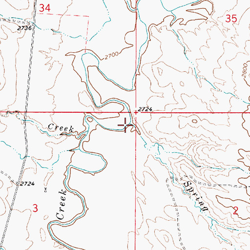 Topographic Map of Spring Creek, MT