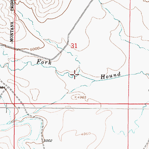 Topographic Map of Spring Creek, MT