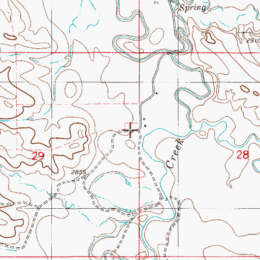 Topographic Map of Spring Creek, MT