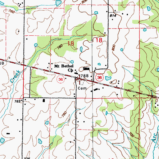 Topographic Map of Mount Bethel Freewill Baptist Church, AR