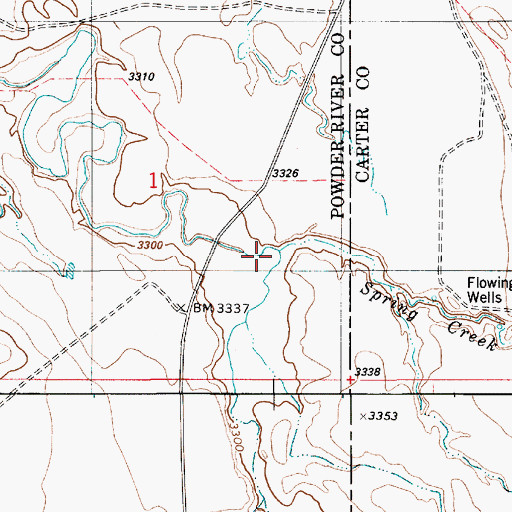 Topographic Map of Spring Creek, MT