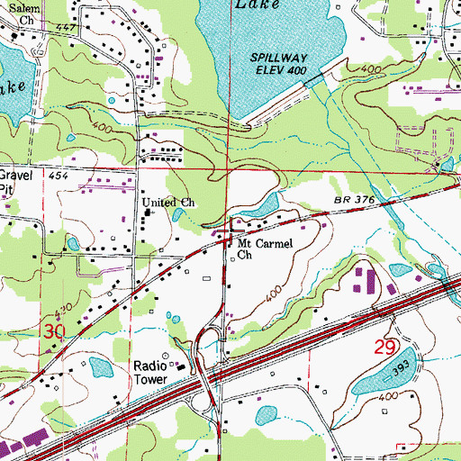 Topographic Map of Mount Carmel Methodist Church, AR
