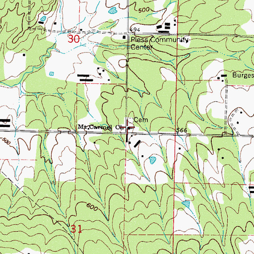 Topographic Map of Mount Carmel Cumberland Presbyterian Church, AR