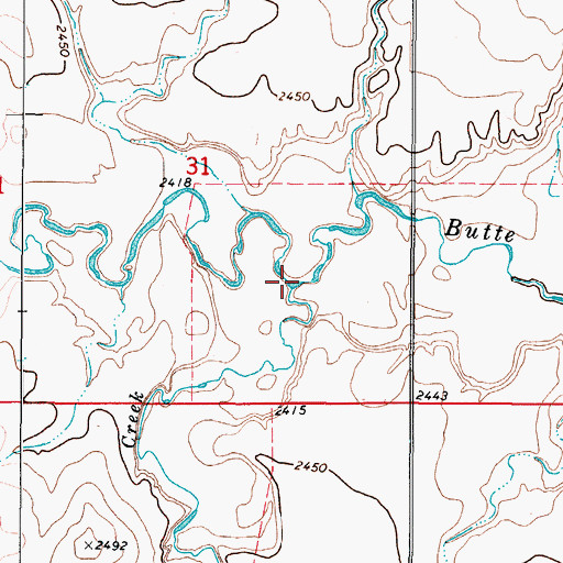 Topographic Map of Spring Creek, MT