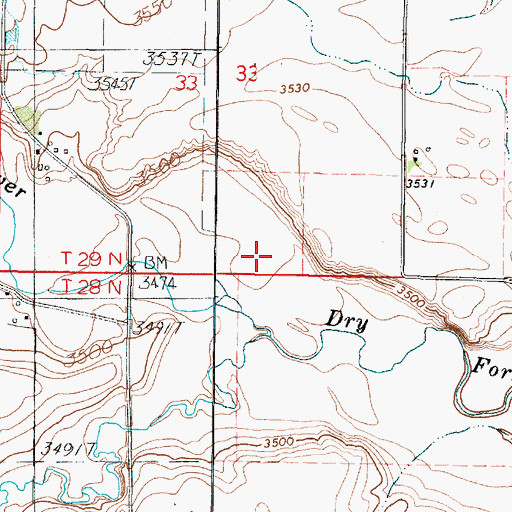 Topographic Map of Spring Creek, MT