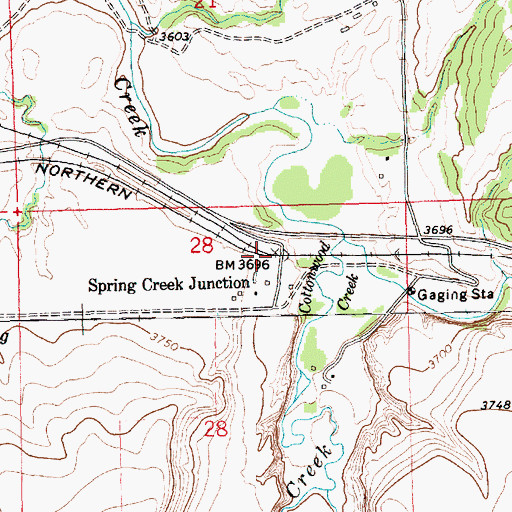 Topographic Map of Spring Creek Junction, MT