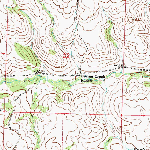 Topographic Map of Spring Creek Ranch, MT