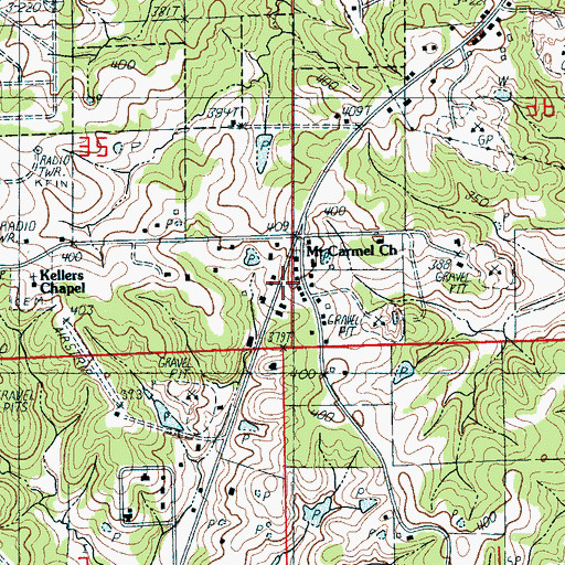 Topographic Map of Mount Carmel United Methodist Church, AR