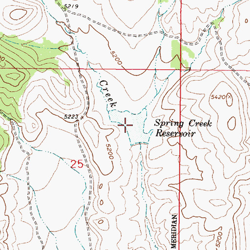 Topographic Map of Spring Creek Reservoir, MT
