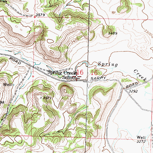 Topographic Map of Spring Creek School (historical), MT