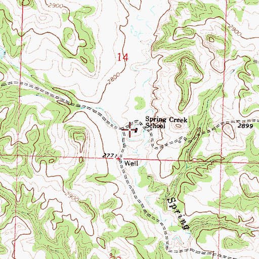 Topographic Map of Spring Creek School (historical), MT