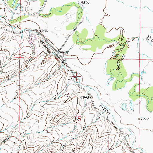 Topographic Map of Spring Ditch, MT