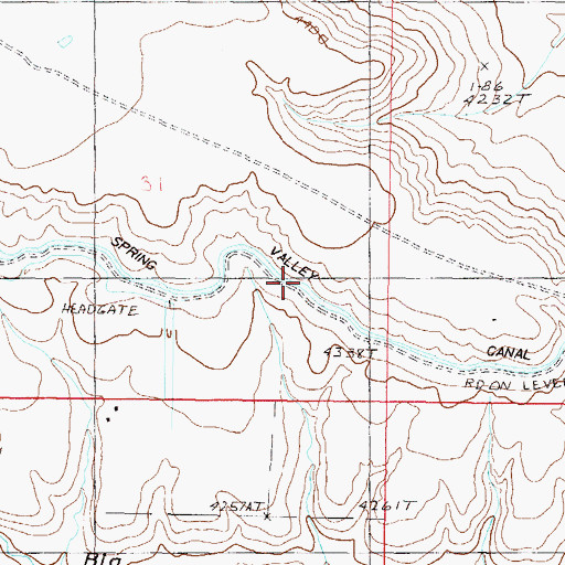 Topographic Map of Spring Valley Canal, MT