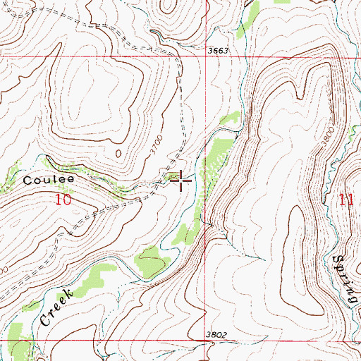 Topographic Map of Spring Willow Coulee, MT