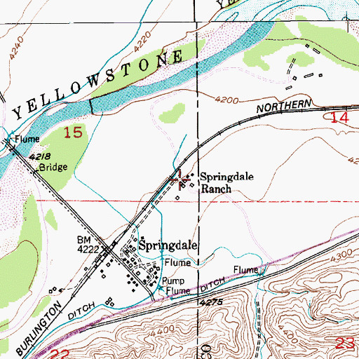 Topographic Map of Springdale Ranch, MT