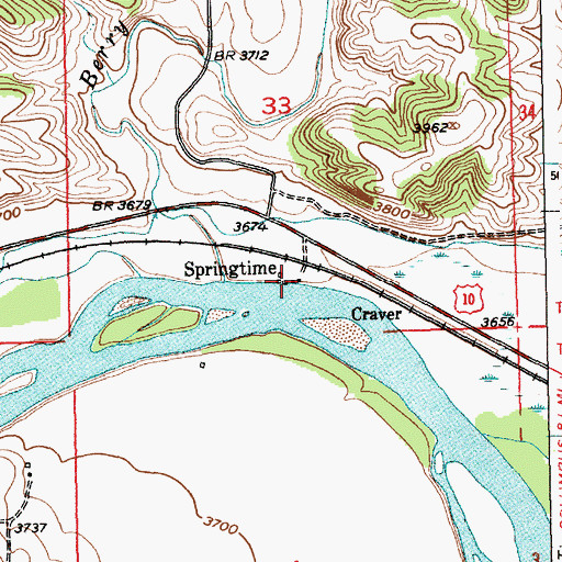 Topographic Map of Springtime, MT