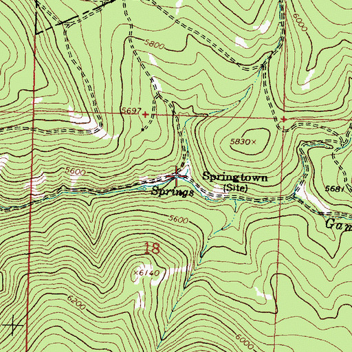 Topographic Map of Springtown, MT