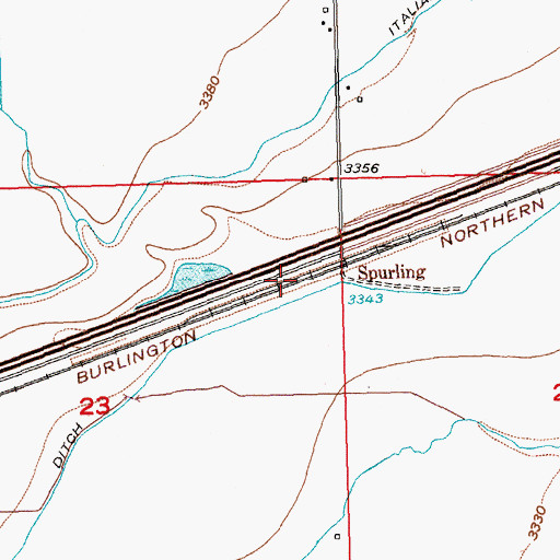 Topographic Map of Spurling, MT