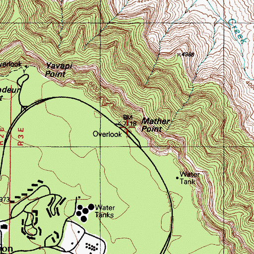 Topographic Map of Mather Point, AZ