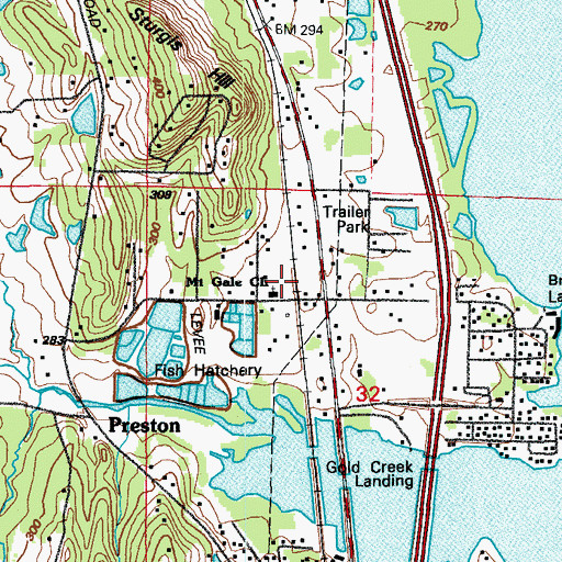 Topographic Map of Mount Gale Baptist Church, AR