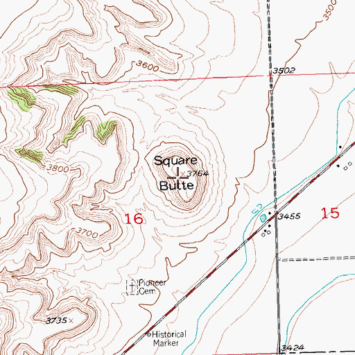 Topographic Map of Square Butte, MT