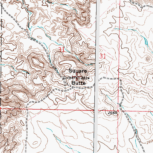 Topographic Map of Square Butte, MT