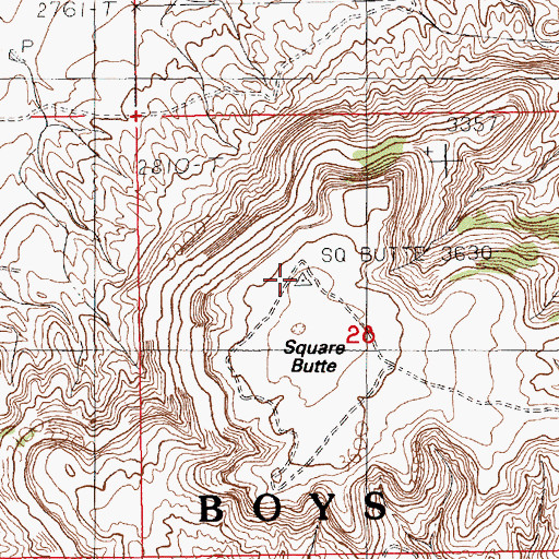 Topographic Map of Square Butte, MT