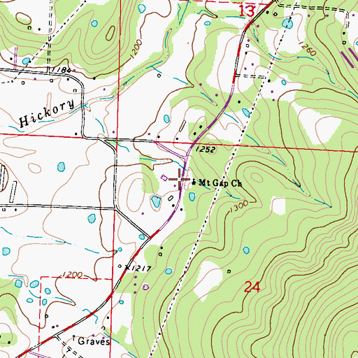 Topographic Map of Mount Gap Church, AR