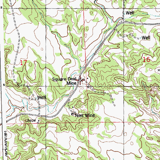Topographic Map of Square Deal Mine, MT