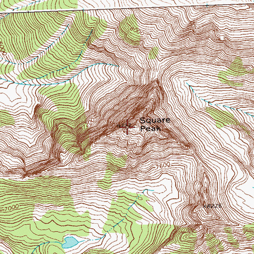 Topographic Map of Square Peak, MT