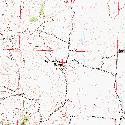Topographic Map of Squaw Creek School (historical), MT