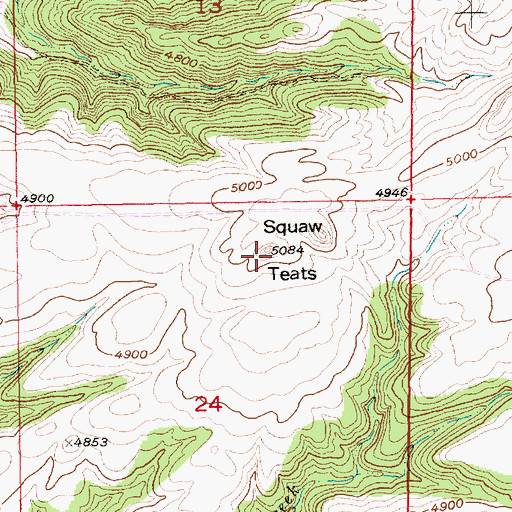 Topographic Map of Choo-heh-meen Hills, MT