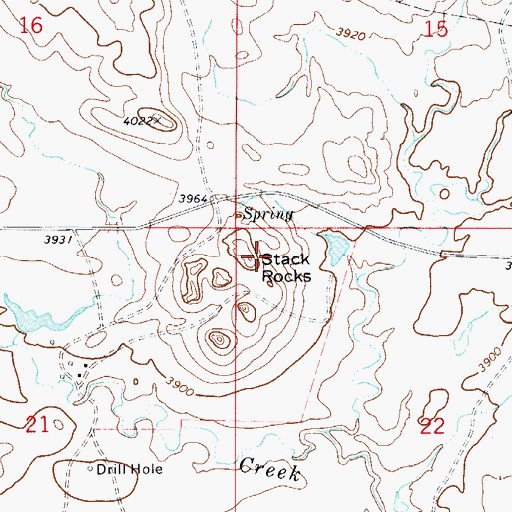 Topographic Map of Stack Rocks, MT