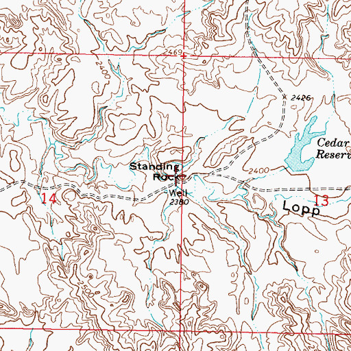 Topographic Map of Standing Rock, MT