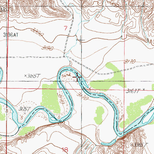 Topographic Map of Stanford Russell Ranch, MT