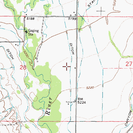 Topographic Map of Stanley Ditch, MT