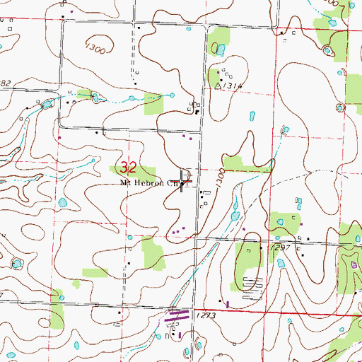 Topographic Map of Mount Hebron Methodist Church, AR