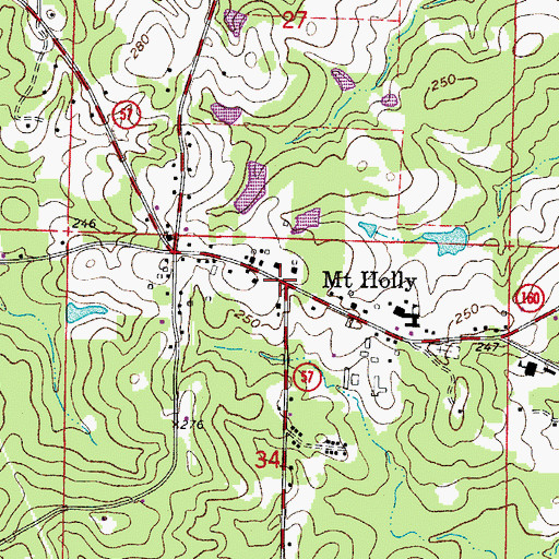 Topographic Map of Mount Holly, AR