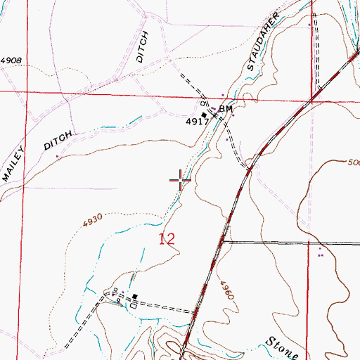 Topographic Map of Staudaher Bishop Ditch, MT