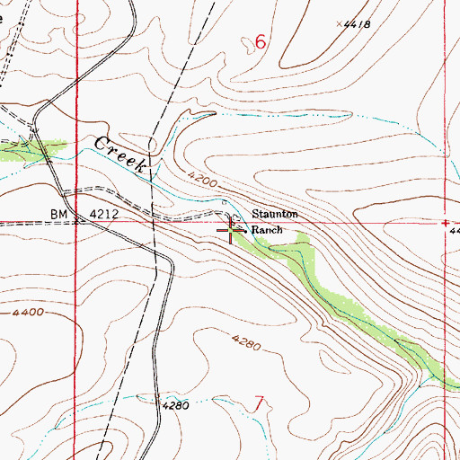 Topographic Map of Staunton Ranch, MT