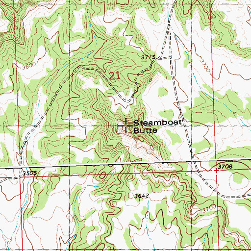 Topographic Map of Steamboat Butte, MT