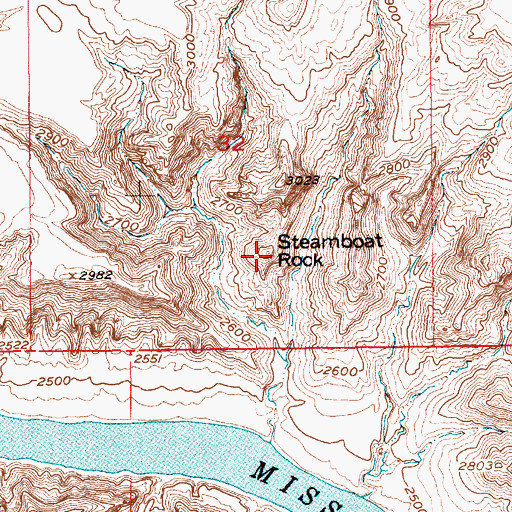 Topographic Map of Steamboat Rock, MT